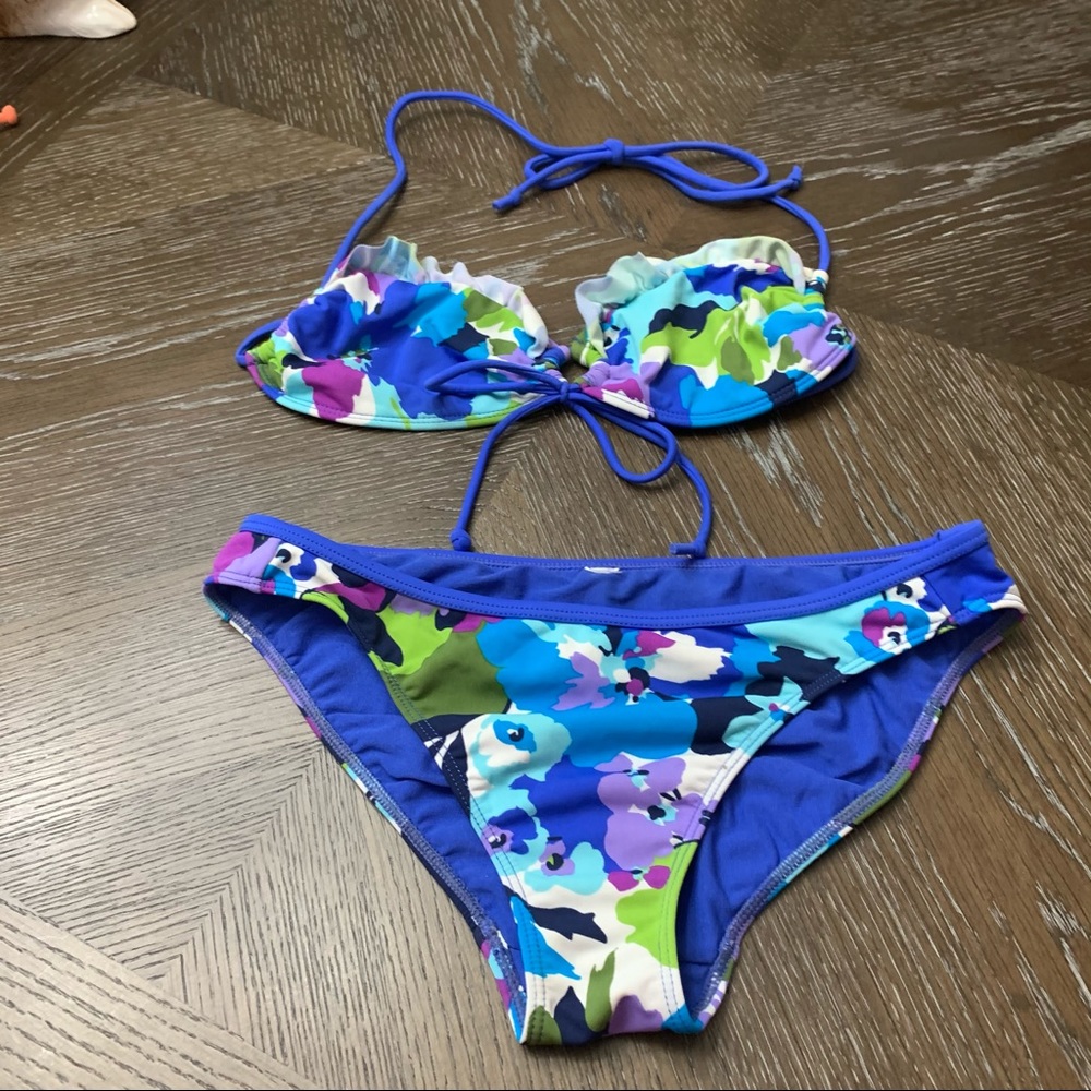 Aeropostale blue floral two piece bikini set Size M